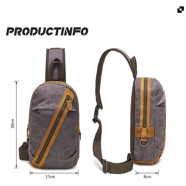 Canvas & Leather Men Chest Bag Crossbody & Waist Bag Combo Grey Bags