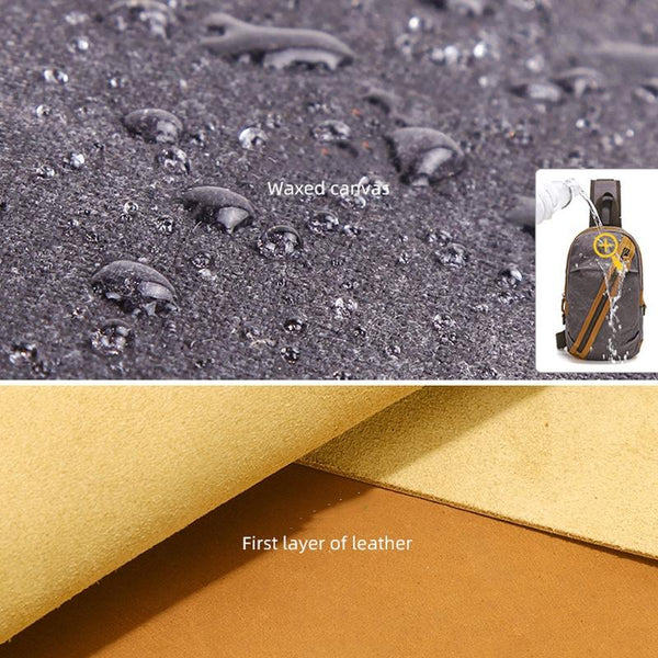 Canvas & Leather Men Chest Bag Crossbody & Waist Bag Combo Grey Bags