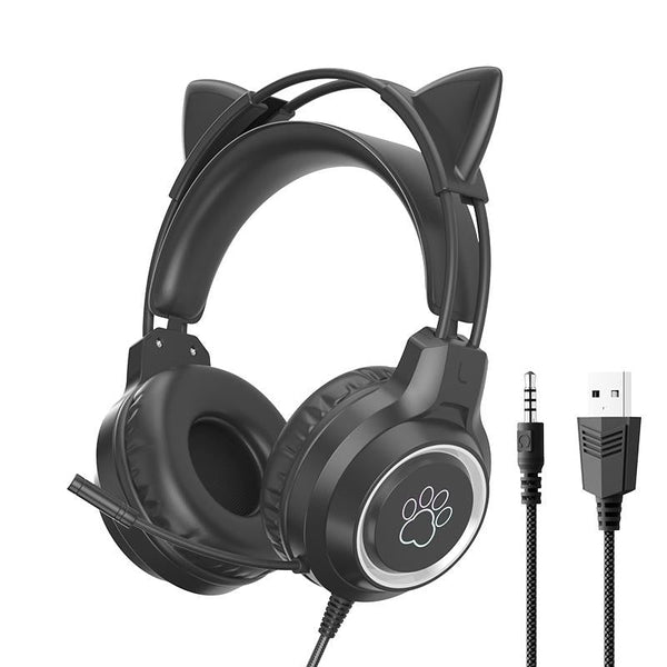 Rgb Cat Ear Gaming Headset Black Headsets