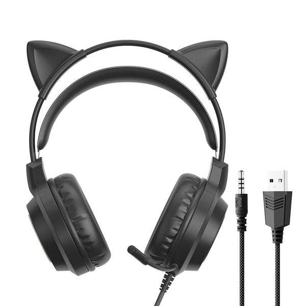 Rgb Cat Ear Gaming Headset Black Headsets