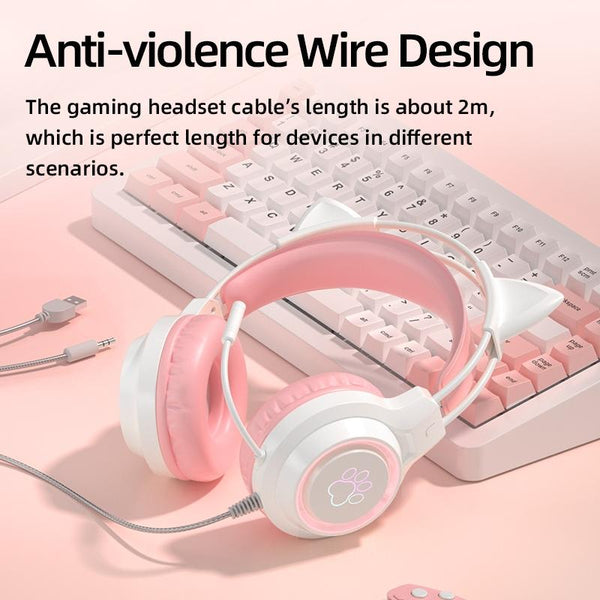 Rgb Cat Ear Gaming Headset Black Headsets