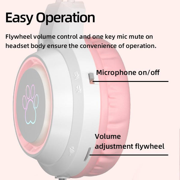 Rgb Cat Ear Gaming Headset Black Headsets