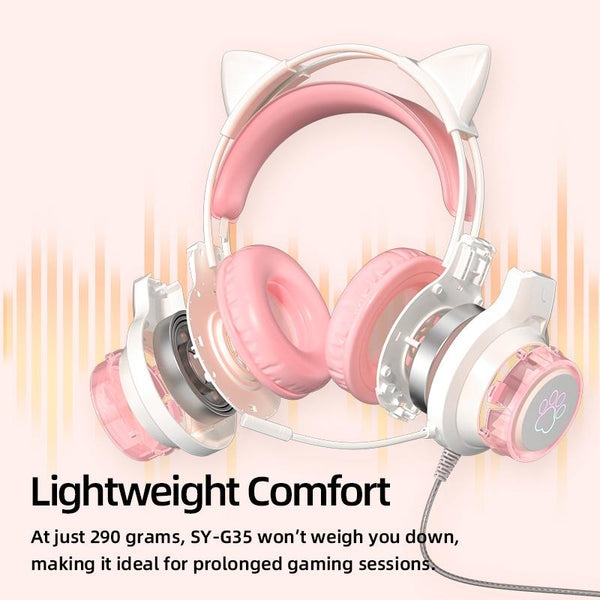 Rgb Cat Ear Gaming Headset Black Headsets