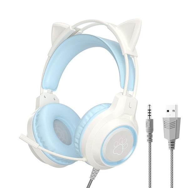 Rgb Cat Ear Gaming Headset Black Headsets