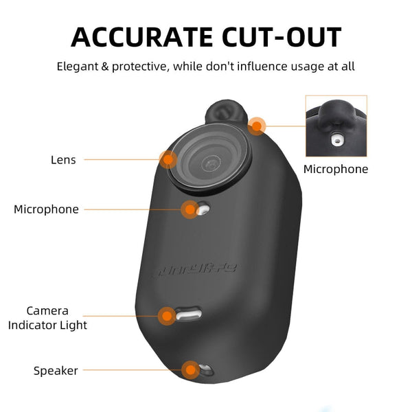 Silicone Camera Body Case With Lens Cap And Neck Strap For Insta360 Go Audio Video Camera Cases Bags & Covers