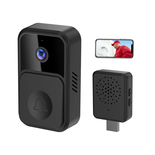 Wireless Smart Video Doorbell 90 Degree Wide Angle Black Smart Doorbells