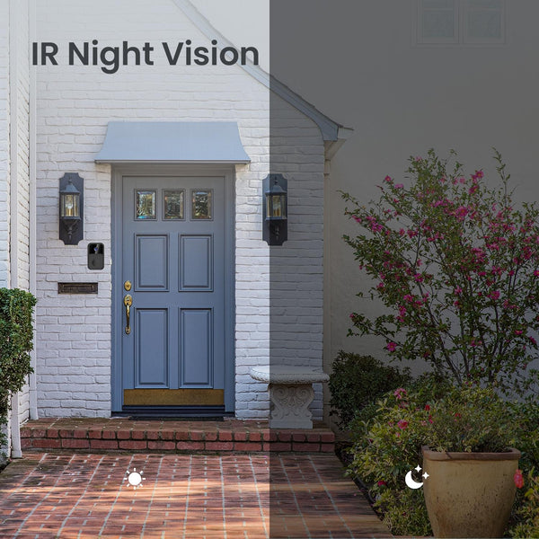 Wireless Smart Video Doorbell 90 Degree Wide Angle Black Smart Doorbells