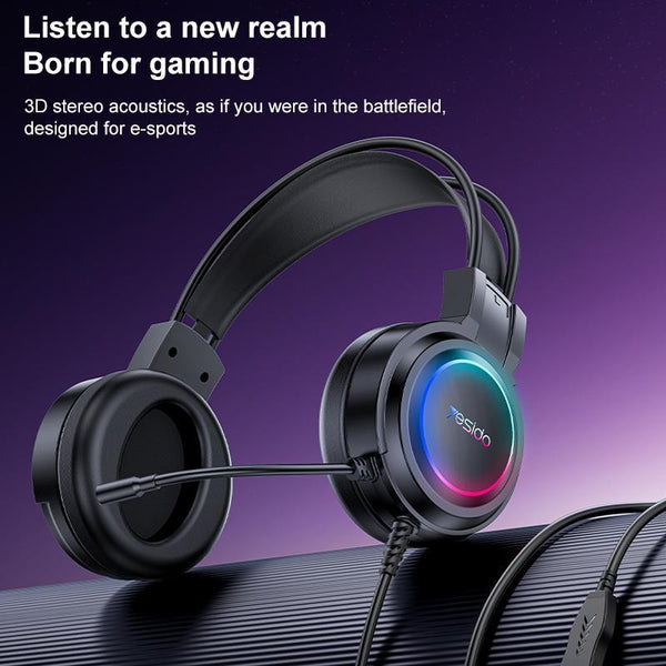 Usb Wired Rgb Gaming Headset With Mic 1.2M Cable Black Headsets