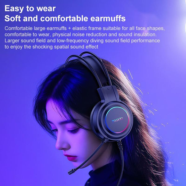 Usb Wired Rgb Gaming Headset With Mic 1.2M Cable Black Headsets