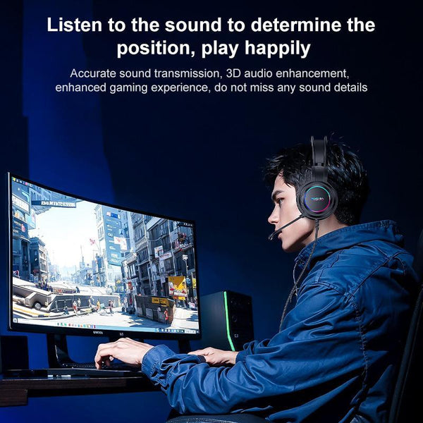 Usb Wired Rgb Gaming Headset With Mic 1.2M Cable Black Headsets