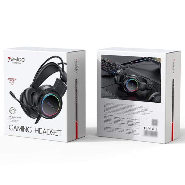 Usb Wired Rgb Gaming Headset With Mic 1.2M Cable Black Headsets