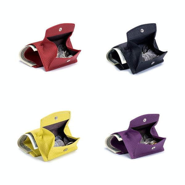 Compact Rfid Leather Coin Purse Wallet Secure & Stylish Wine Red Wallets