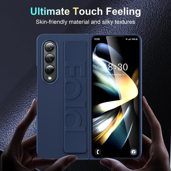 For Samsung Galaxy Z Fold4 5G Silicone Wristband Foldable Phone Case Blue Other Mobile Accessories