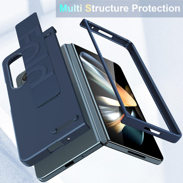 For Samsung Galaxy Z Fold4 5G Silicone Wristband Foldable Phone Case Blue Other Mobile Accessories