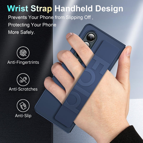 For Samsung Galaxy Z Fold4 5G Silicone Wristband Foldable Phone Case Blue Other Mobile Accessories