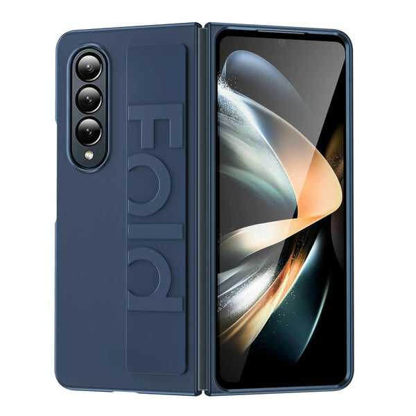For Samsung Galaxy Z Fold4 5G Silicone Wristband Foldable Phone Case Blue Other Mobile Accessories