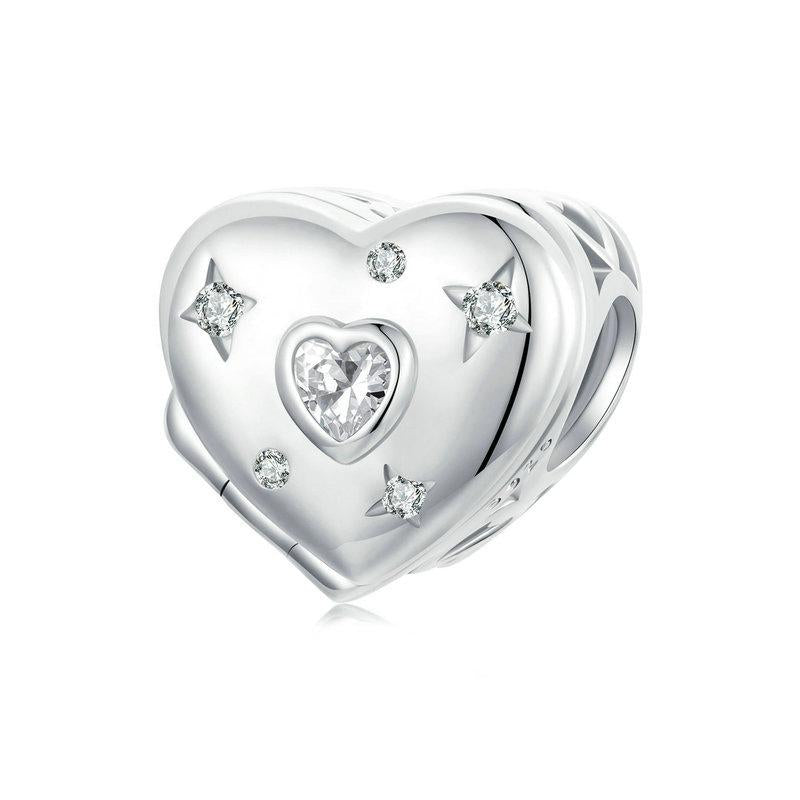 925 Sterling Silver Platinum Plated Love Beads For Diy Valentine's Day Charms & Pendants