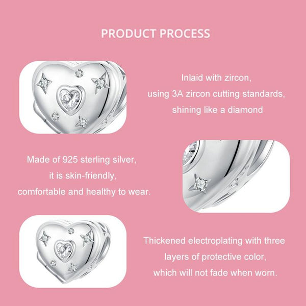 925 Sterling Silver Platinum Plated Love Beads For Diy Valentine's Day Charms & Pendants