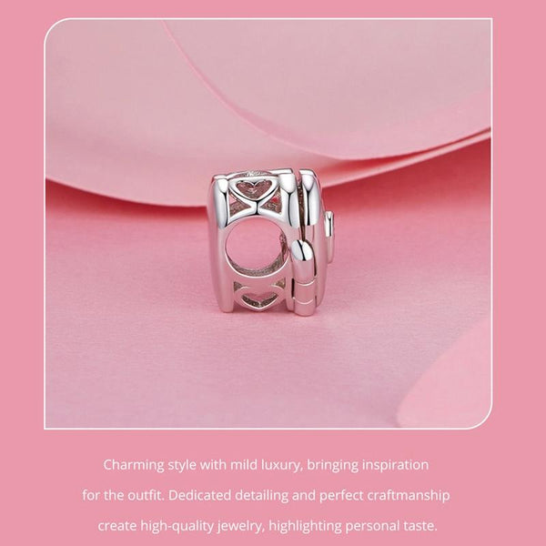 925 Sterling Silver Platinum Plated Love Beads For Diy Valentine's Day Charms & Pendants