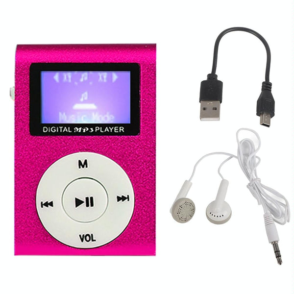 Metal Mini Mp3 Player + Earphones & Cable Pink Ipods & Mp3 Players