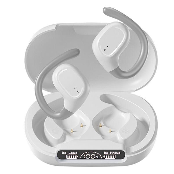 Waterproof Wireless Sports Bluetooth Earphones With Led Display White Earbuds
