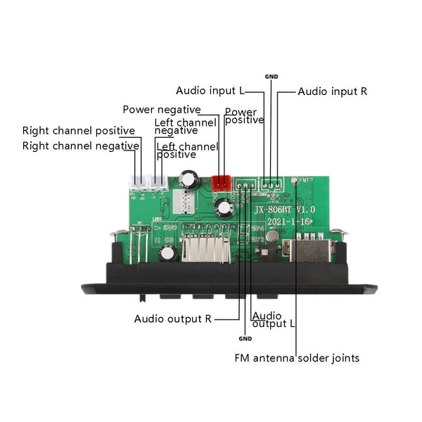 12V Mp3 Decoding Board W / Power Amp & Bluetooth Record Calls Black Ipods & Mp3 Players