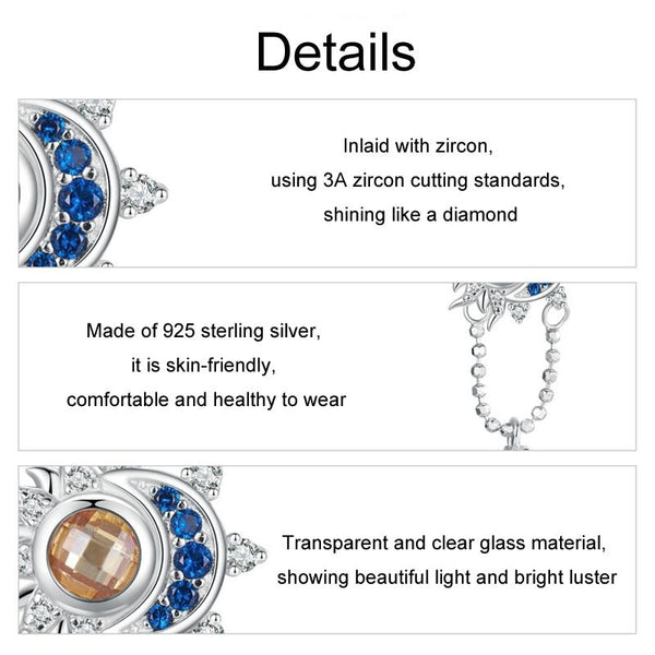 Veile Studios 925 Sterling Silver Sun Moon Beaded Diy Pendant Necklaces & Pendants