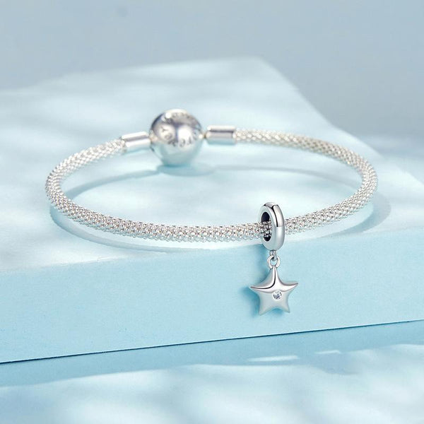 925 Sterling Silver Oxidized Star Bracelet With Beads Charms & Pendants