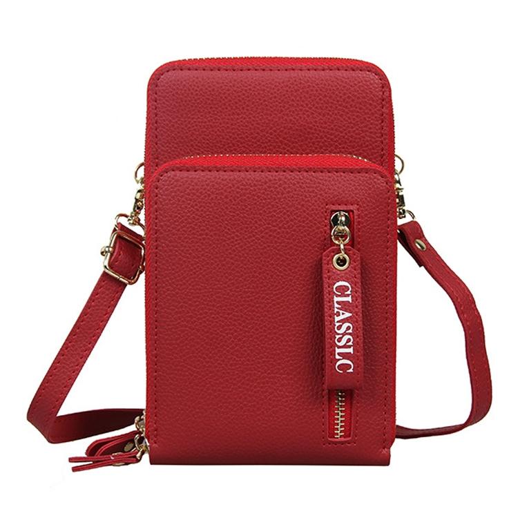 Red Pu Mobile Phone Bag For Women Large Capacity Women's Bags & Handbags