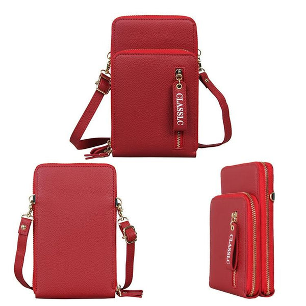 Red Pu Mobile Phone Bag For Women Large Capacity Women's Bags & Handbags