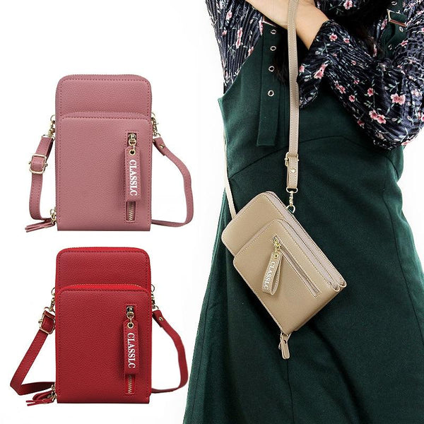Red Pu Mobile Phone Bag For Women Large Capacity Women's Bags & Handbags