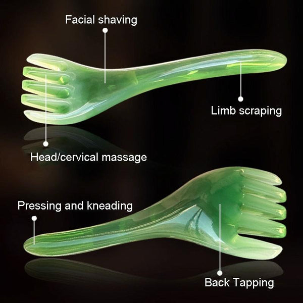 Stress Reducing Massage Comb 5 Claws Meridian Therapy Green Massagers