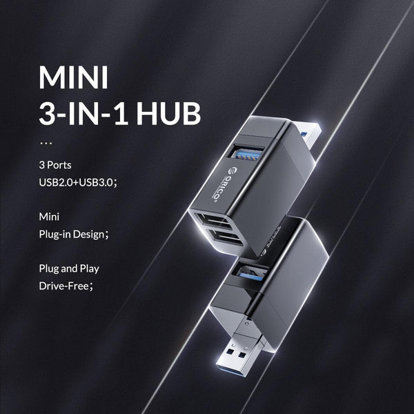 3 In 1 Usb Aluminum Mini Hub Adapter Black Usb Cables Hubs & Adapters