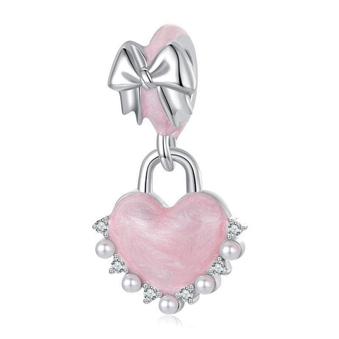 925 Sterling Silver Platinum Plated Bow Heart Pendant Beads Charms & Pendants