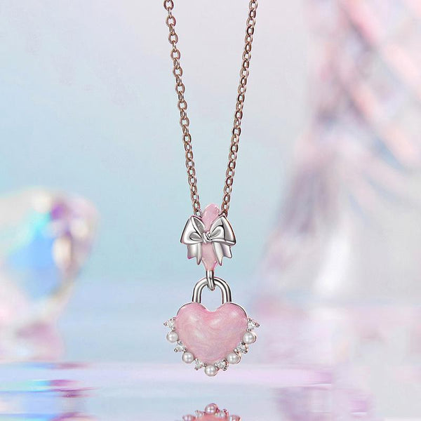 925 Sterling Silver Platinum Plated Bow Heart Pendant Beads Charms & Pendants