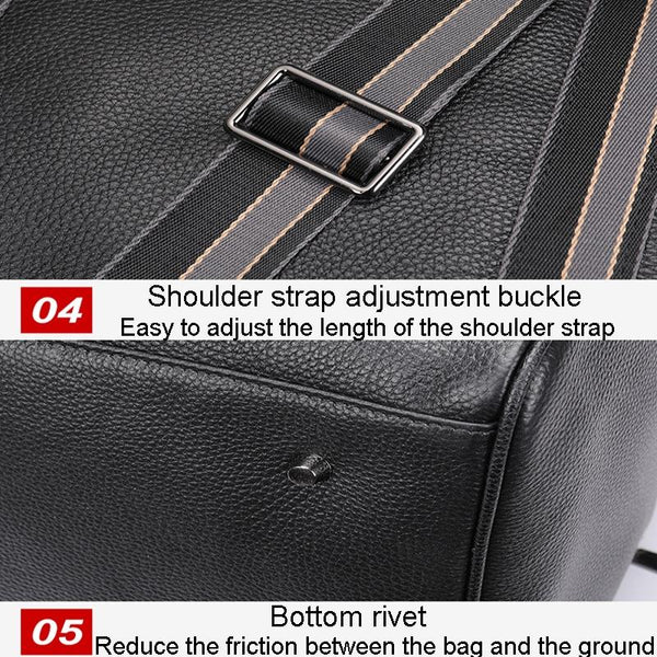 Multifunctional Leather Travel Bag Large Capacity Single Shoulder Black Duffle Bags