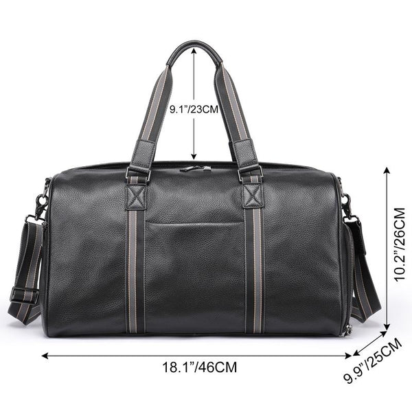 Multifunctional Leather Travel Bag Large Capacity Single Shoulder Black Duffle Bags