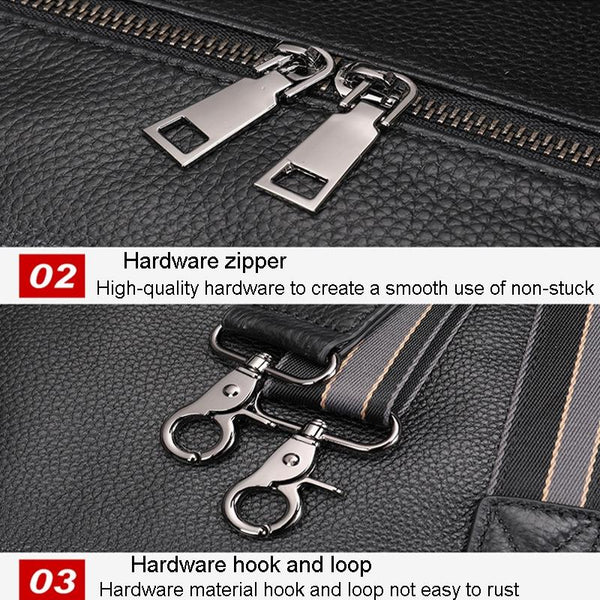 Multifunctional Leather Travel Bag Large Capacity Single Shoulder Black Duffle Bags