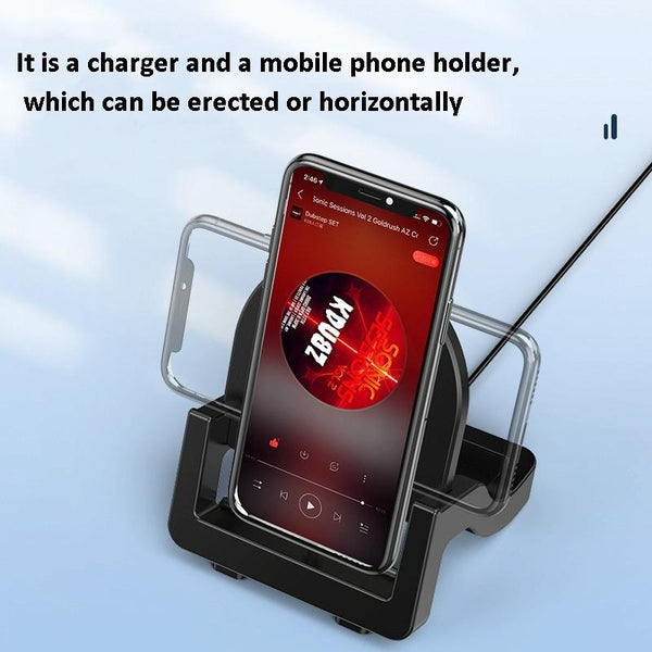 15W Vertical Wireless Fast Charger With Phone Holder Black Chargers & Cradles