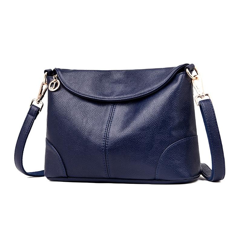 Stylish Soft Leather Shoulder Bag Blue Bags