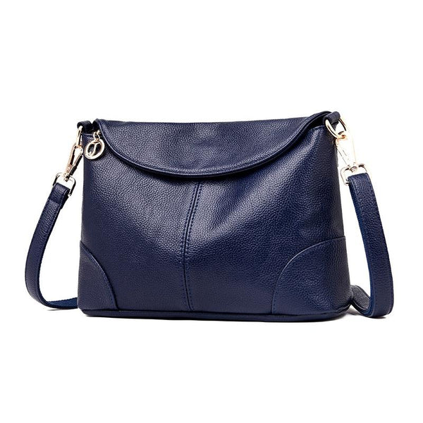 Stylish Soft Leather Shoulder Bag Blue Bags