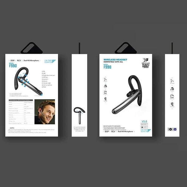 180 Degree Rotating Bluetooth 5.0 Wireless Earphones With Noise Cancellation And Mic Headsets & Earpieces