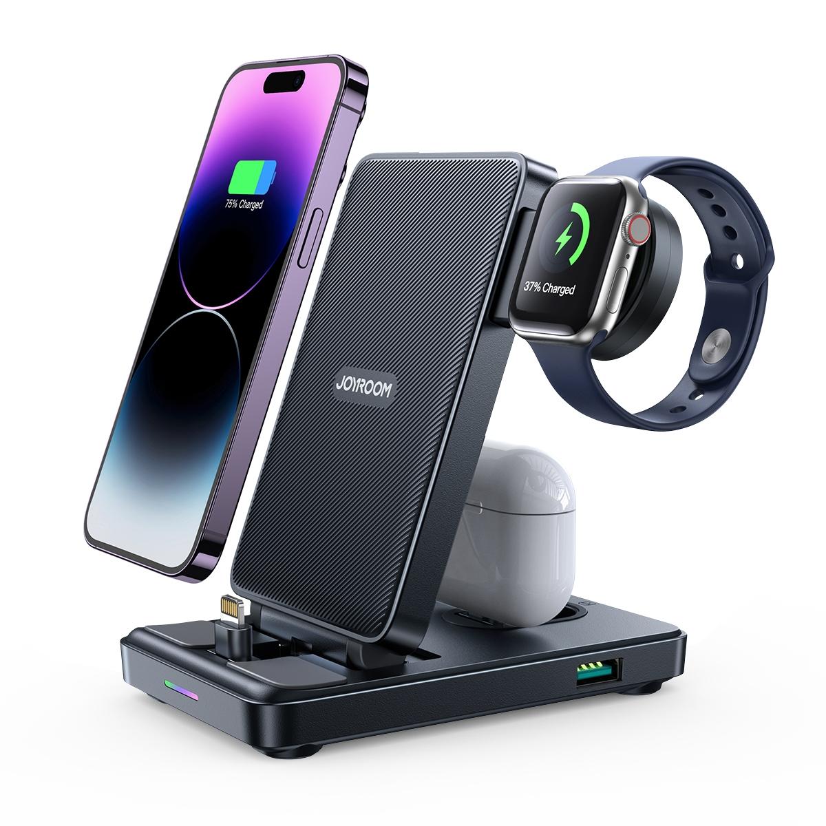 4 In 1 Wireless Charging Stand For Iphone / Airpods Apple Watch Black Chargers & Cradles