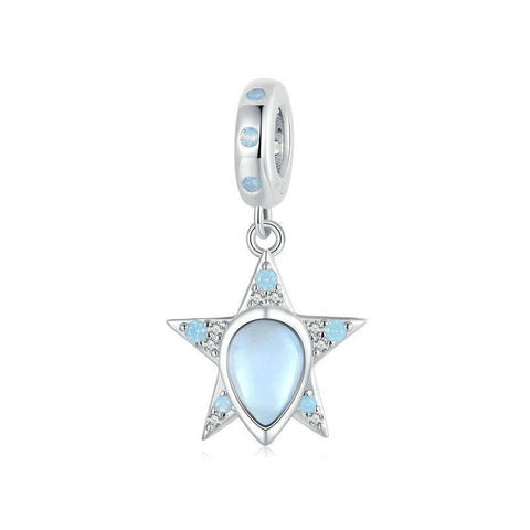 925 Sterling Silver Blue Star Beaded Bracelet Charms & Pendants