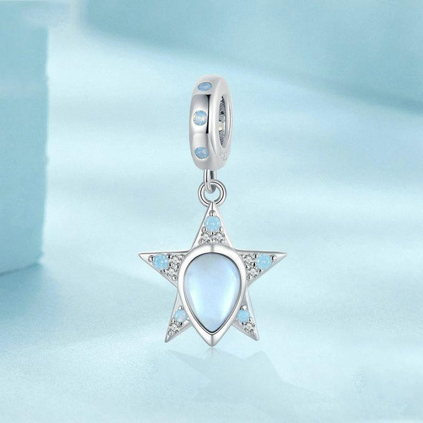 925 Sterling Silver Blue Star Beaded Bracelet Charms & Pendants