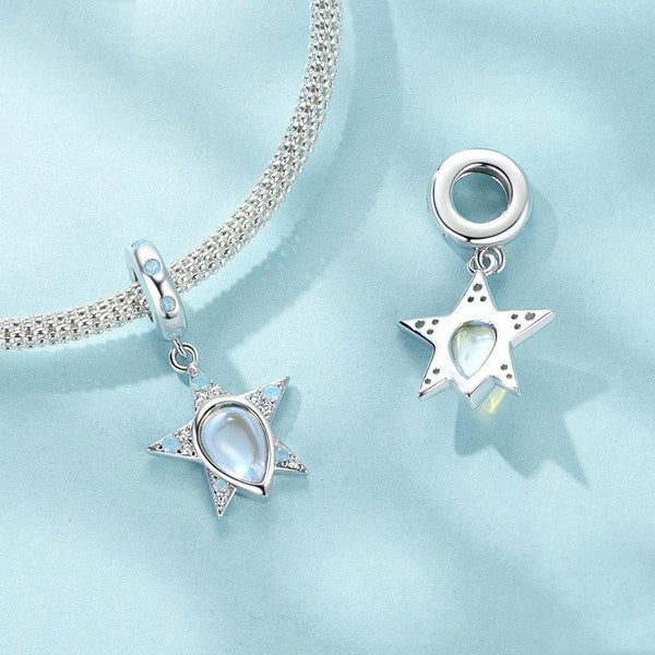 925 Sterling Silver Blue Star Beaded Bracelet Charms & Pendants