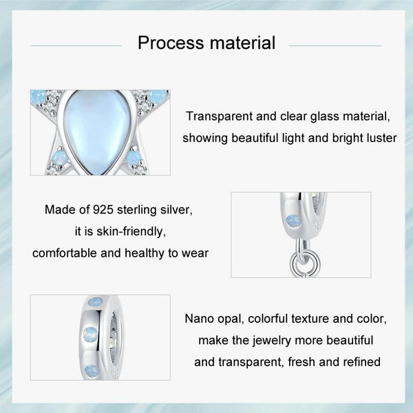 925 Sterling Silver Blue Star Beaded Bracelet Charms & Pendants