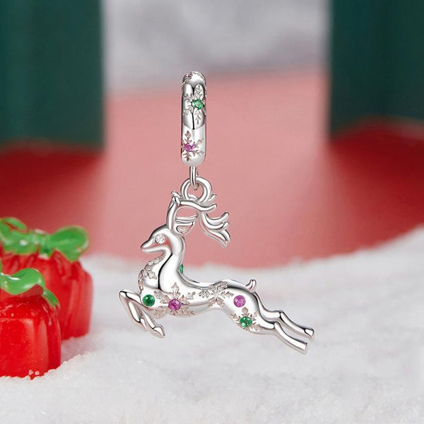 925 Sterling Silver Christmas Elk Pendant Beads Charms & Pendants
