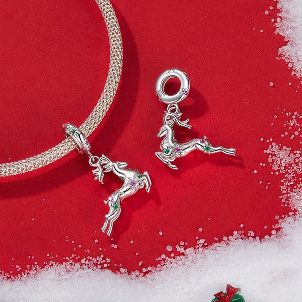 925 Sterling Silver Christmas Elk Pendant Beads Charms & Pendants