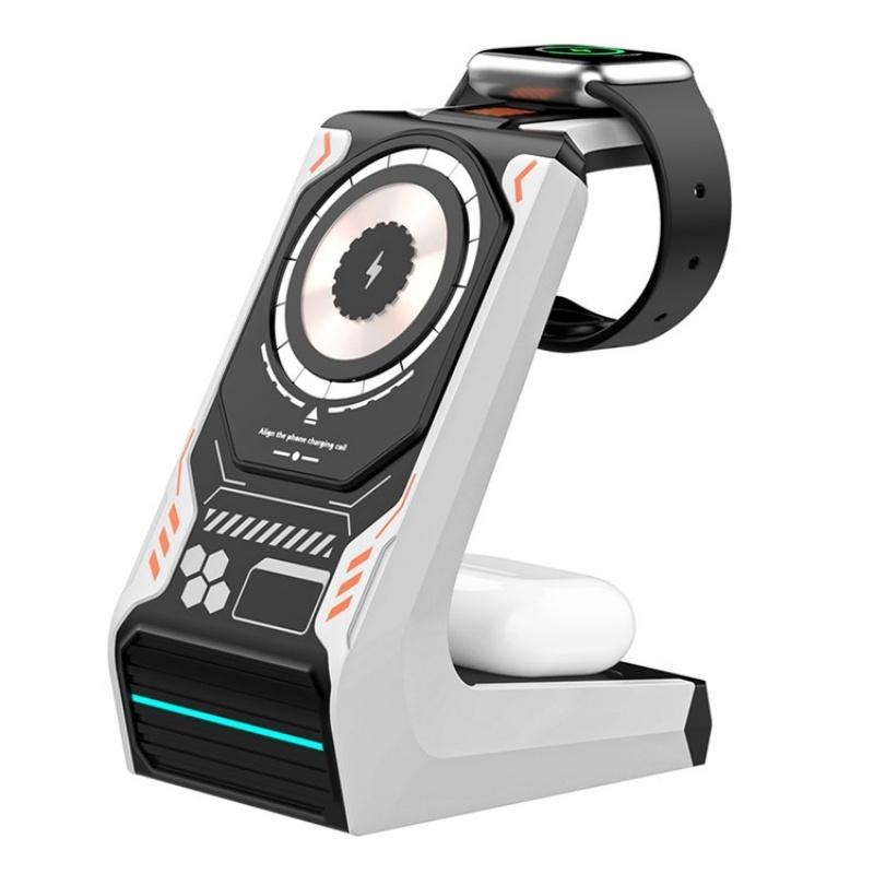 3 In 1 Wireless Charger For Mobile Phone And Earphones Beige Chargers & Cradles